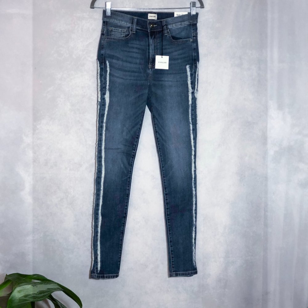 SNEAK PEEK Womens Jeans Side Striped High Rise Skinny Blue Size 5/W27 - Picture 5 of 7